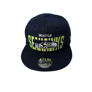 New Era Seattle Seahawks NFL 9FIFTY Embroidered Hat Flat Brim Snapback Cap NWT